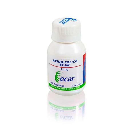Acido Folico 1 Mg 100 Tabletas Ecar