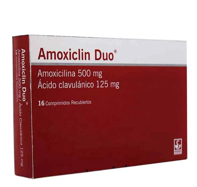 Amoxiclin Duo 500Mg/125Mg 16 Tabletas Recubiertas