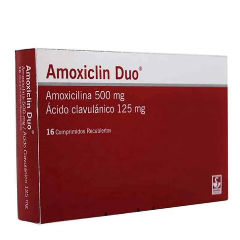 Amoxiclin Duo 500Mg/125Mg 16 Tabletas Recubiertas