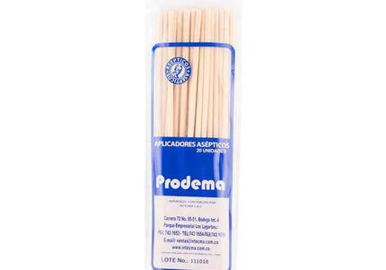 Aplicador Prodema Algodon Madera 20 Unidades