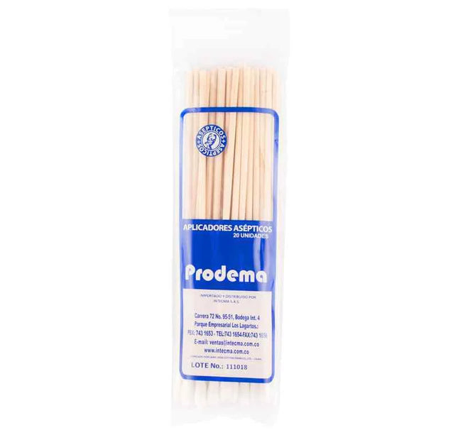 Aplicador Prodema Algodon Madera 20 Unidades