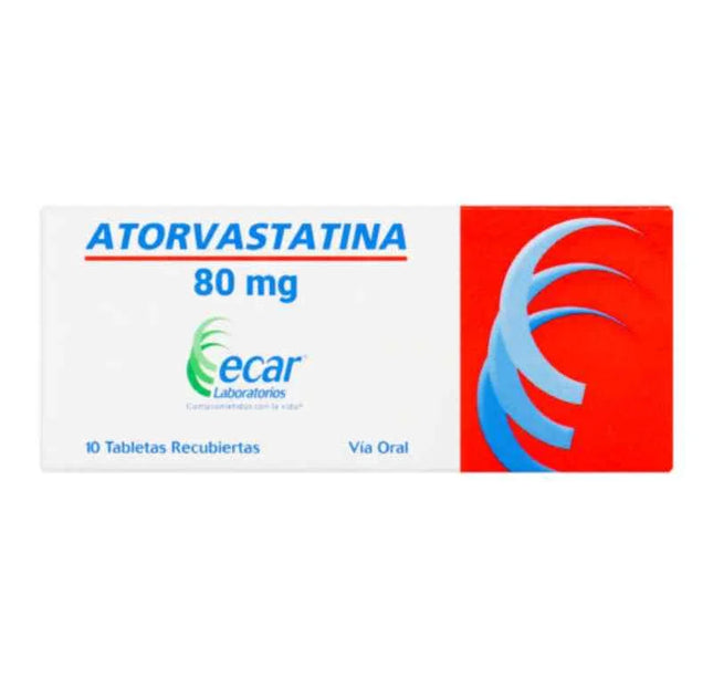Atorvastatina 80 Mg 10 Tabletas Recubiertas