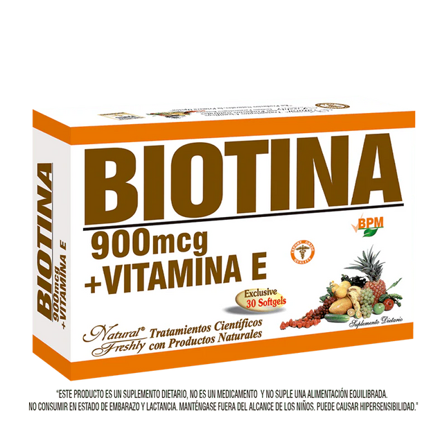 Biotina 900 Mg + Vitamina E 30 Capsulas Nf