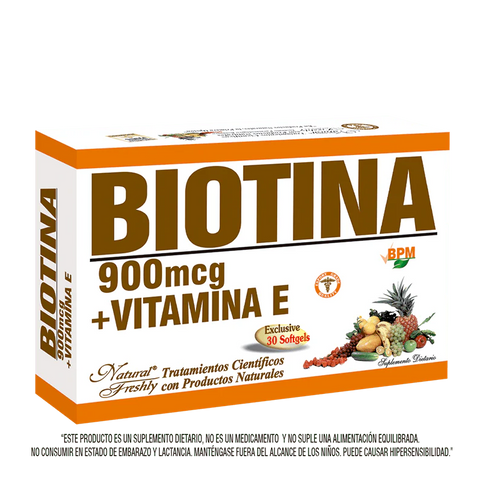 Biotina 900 Mg + Vitamina E 30 Capsulas Nf