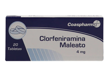 Clorfeniramina 4 Mg 20 Tabletas Coa