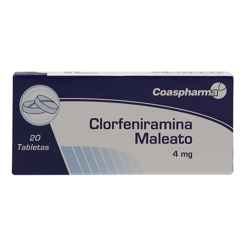 Clorfeniramina 4 Mg 20 Tabletas Coa