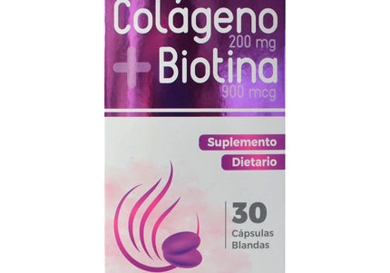 Biotina 900Mcg + Colageno 200Mg 60Capsulas Blandas