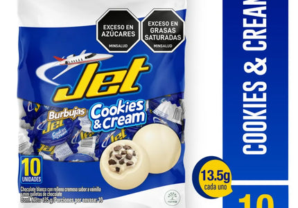 Chocolatina Jet Burbujas Cookies and Cream Blanco 135 Gr 10Unds