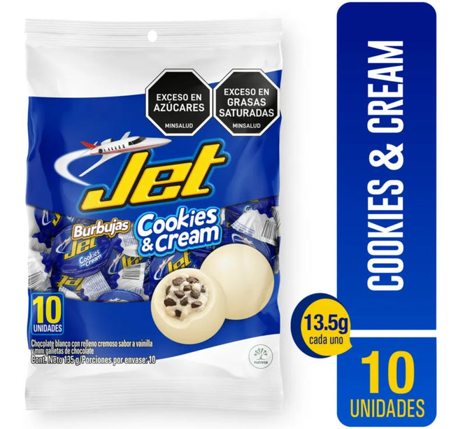 Chocolatina Jet Burbujas Cookies and Cream Blanco 135 Gr 10Unds