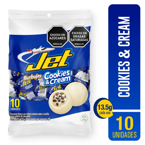 Chocolatina Jet Burbujas Cookies and Cream Blanco 135 Gr 10Unds
