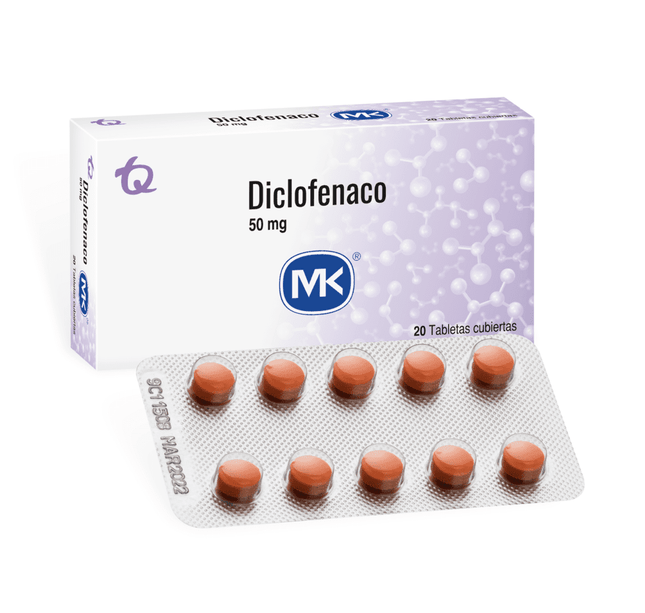 Diclofenaco 50 Mg 20 Tabletas Mk