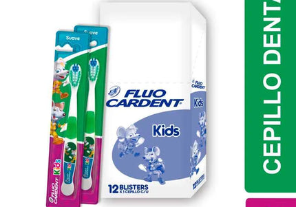 Cepillo Dental Fluo Cardent Kids 12 Unidades