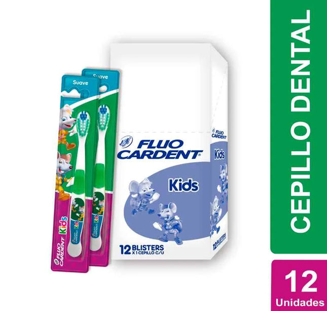 Cepillo Dental Fluo Cardent Kids 12 Unidades