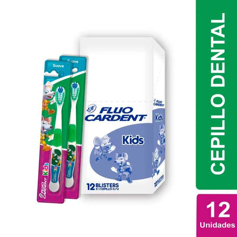 Cepillo Dental Fluo Cardent Kids 12 Unidades
