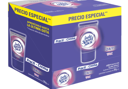 Desodorante Lady Speed Stick Talc Practi-crema 30Gr 6 Und
