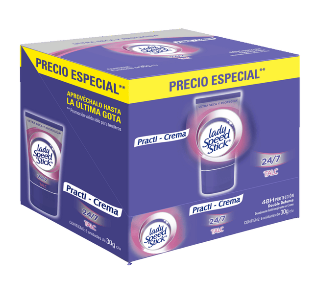 Desodorante Lady Speed Stick Talc Practi-crema 30Gr 6 Und