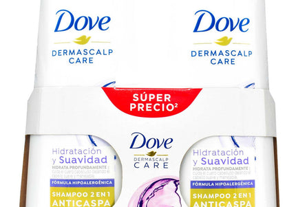 2 Shampoo Dove Hidratación Suavidad 370 Ml