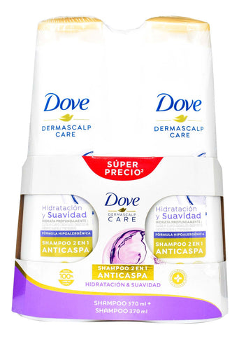 2 Shampoo Dove Hidratación Suavidad 370 Ml