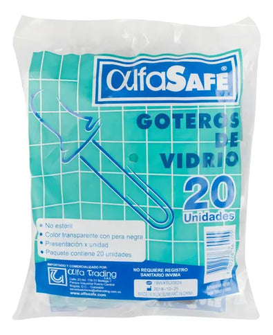 Gotero De Vidrio Alfa Bolsa 20 Und