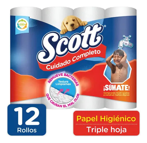 Papel Higiénico Scott Cuidado Triple Hoja 12 Rollos