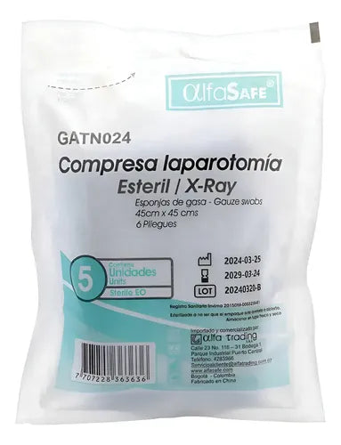 Compresa Laparotomia Estéril 45X45 Alfa 5Und