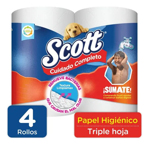 Papel Higienic Scott Cuidado Completo 4 Rollos