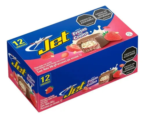 Chocolatina Jet Fresas Con Crema 29G 12Unds