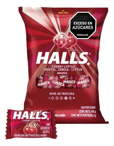 Halls Cherry Lyptus Pepa 100 Unidades