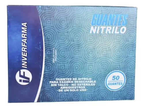 Guante Nitrilo Inverfarma Azul Talla L Cj 50 Unds