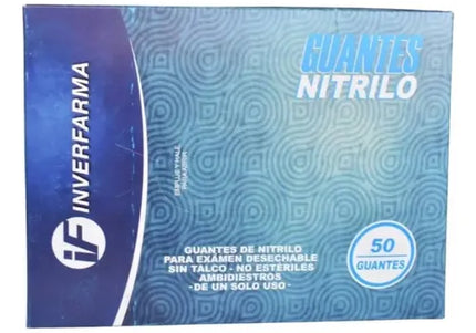 Guante Nitrilo Inverfarma Azul Talla M Cj 50 Unds