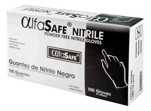 Guante Nitrilo Negro Alfa S 100 Und