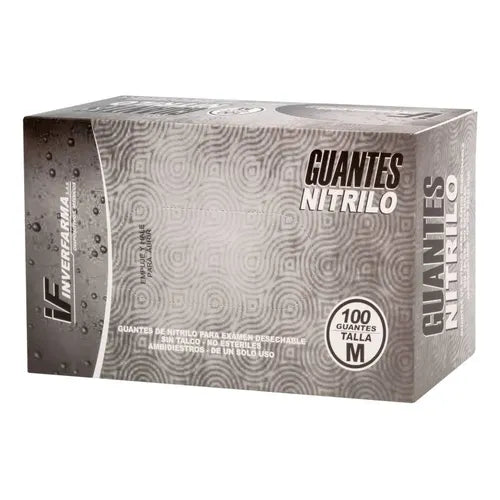 Guante Nitrilo Negro Talla M 100 Und Inverfarma
