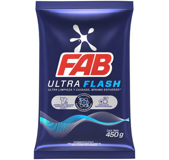 Detergente Polvo Fab Ultra Flash 450 Gr