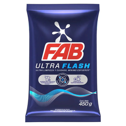Detergente Polvo Fab Ultra Flash 450 Gr