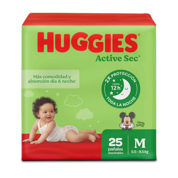 Pañales Huggies Active Sec Etapa 2 Med.25 Unds