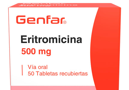 Eritromicina 500 Mg 50 Tabletas Gf