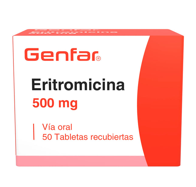 Eritromicina 500 Mg 50 Tabletas Gf