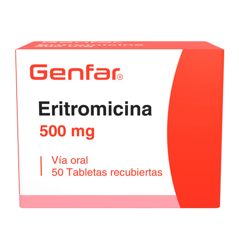 Eritromicina 500 Mg 50 Tabletas Gf