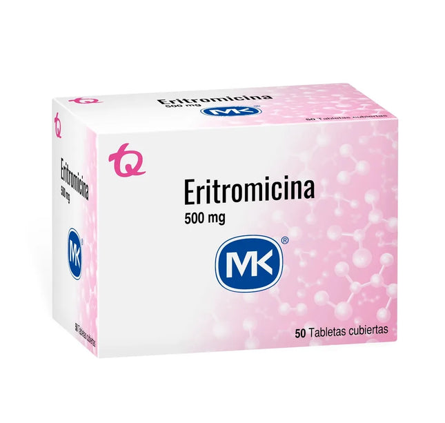 Eritromicina 500 Mg 50 Tabletas Mk