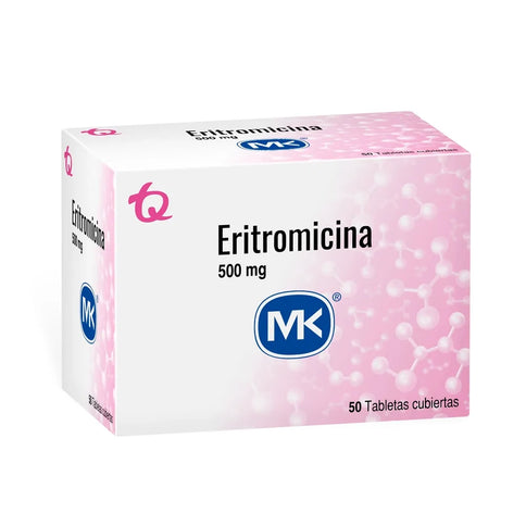 Eritromicina 500 Mg 50 Tabletas Mk