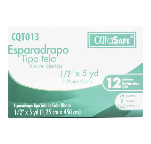 Esparadrapo Tela Alfa Blanco 1/2X5 12 Und