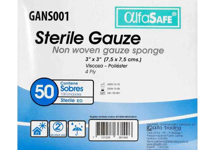Gasa Alfa Esteril No Tejida 3X3 50 Sbs X 6 Und