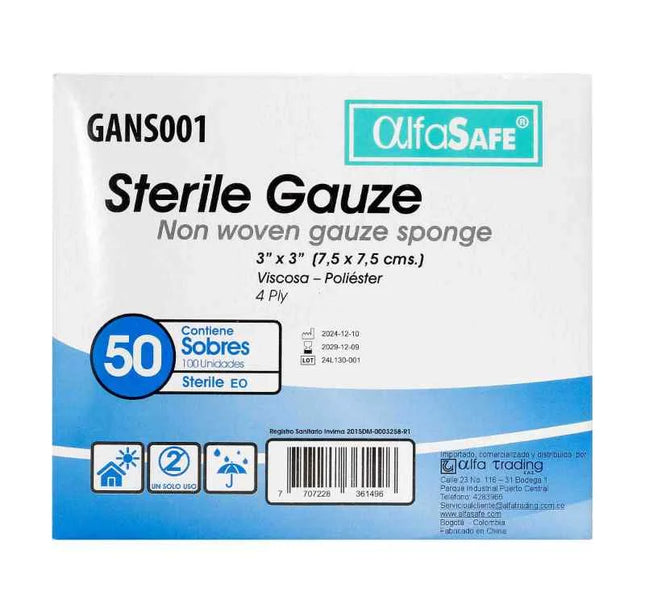 Gasa Alfa Esteril No Tejida 3X3 50 Sbs X 6 Und