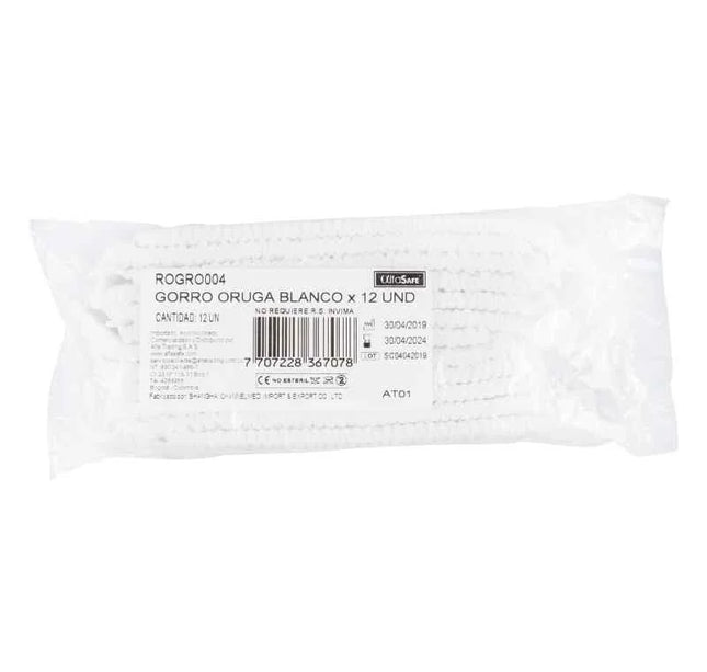 Gorro Tipo Oruga Alfa Blanco 12 Und