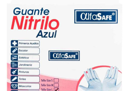 Guante Examen Nitrilo Azul Alfa Talla L 24 Und
