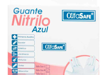 Guante Examen Nitrilo Azul Alfa T.M 24Uds