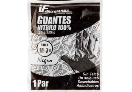 Guante Nitrilo Negro Talla M 2 Und Inverfarma