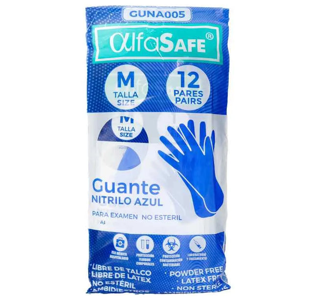 Guantes Nitrilo Alfasafe Azul Talla M 12