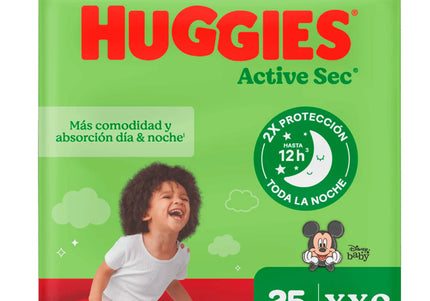 Pañales Huggies Active Sec Etapa 5 Xxg 25 Unds