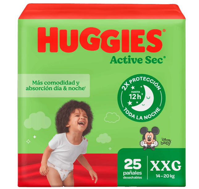 Pañales Huggies Active Sec Etapa 5 Xxg 25 Unds